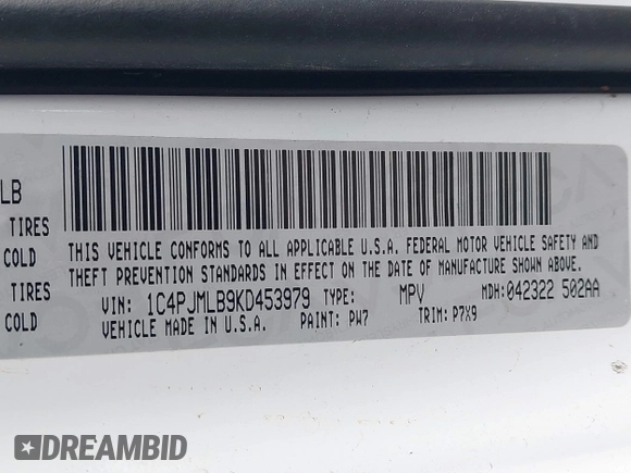 2019 Jeep Cherokee Latitude Plus with VIN 1C4PJMLB9KD453979, listed as a IAAI auction lot 41413997 with 70,664 mi miles and . Bid and sale history available at DreamBid. Image 9.