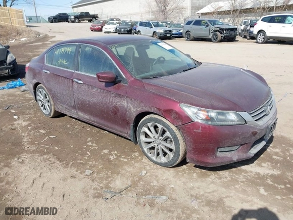 2014 Honda Accord Sedan Sport with VIN 1HGCR2F58EA011381, listed as a IAAI auction lot 41779799 with 121,009 mi miles. Bid and sale history available at carsss.com. Image 1.