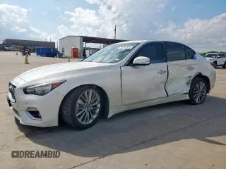 2021 Infiniti Q50 Luxe z VIN JN1EV7BP9MM701762, wystawiony jako Copart lot #53707915 z przebiegiem Nie podano mil oraz Szkoda całkowita • Salvage title. Historia ofert i sprzedaży dostępna na DreamBid. Obrazek 1.