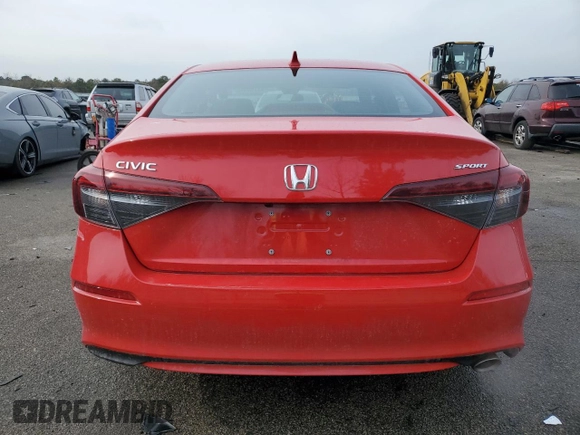 2025 Honda Civic Sedan Sport with VIN 2HGFE2F56SH501274, listed as a Copart auction lot 43760645 with 7,914 mi miles and Salvage Title. Bid and sale history available at carsss.com. Image 6.