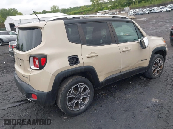 2015 Jeep Renegade Limited with VIN ZACCJBDT0FPB55402, listed as a IAAI auction lot 42351032 with 105,059 mi miles and . Bid and sale history available at DreamBid. Image 4.