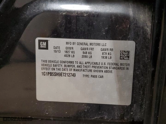 2014 Chevrolet Cruze LS with VIN 1G1PB5SH9E7212749, listed as a Copart auction lot 48668015 with 149,447 mi miles and Clean Title. Bid and sale history available at carsss.com. Image 12.