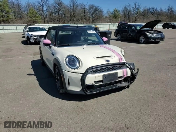 2022 MINI Convertible Cooper S with VIN WMW43DL01N3N51794, listed as a Copart auction lot 53075045 with 43,811 mi miles and Salvage title. Bid and sale history available at DreamBid. Image 11.