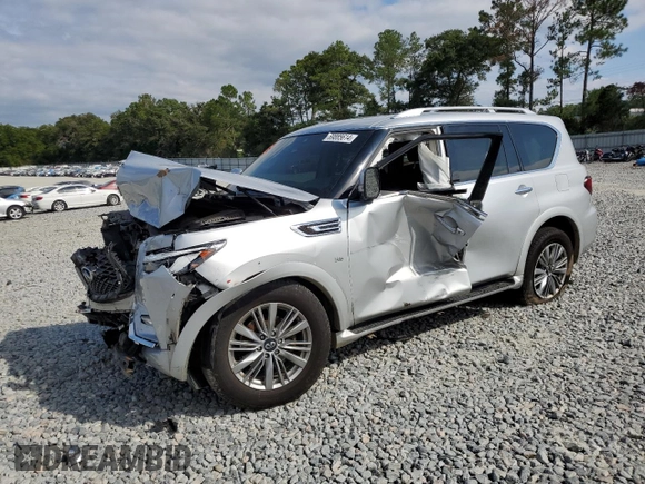 2020 Infiniti QX80 LUXE with VIN JN8AZ2NE0L9255374, listed as a Copart auction lot 69885614 with 169,060 mi miles and Salvage Title. Bid and sale history available at carsss.com. Image 1.