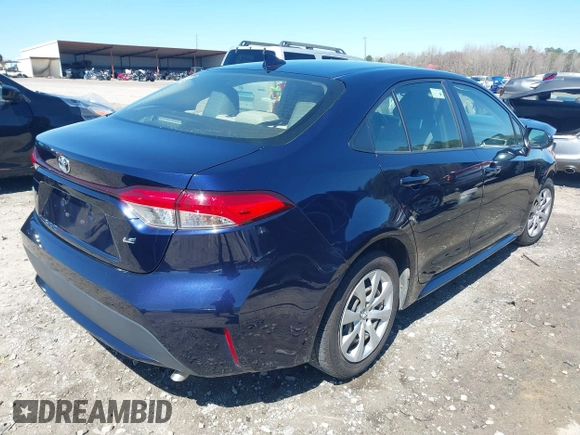 2022 Toyota Corolla LE with VIN JTDEPMAE0NJ198776, listed as a IAAI auction lot 41849752 with 123,143 mi miles. Bid and sale history available at carsss.com. Image 4.