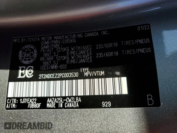 2023 Lexus NX with VIN 2T2ADCEZ2PC003530, listed as a Copart auction lot 67998304 with 10,784 mi miles and Salvage Title. Bid and sale history available at carsss.com. Image 13.