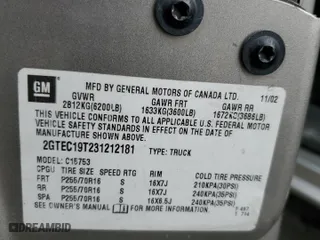 2003 GMC Sierra 1500 SLE with VIN 2GTEC19T231212181, listed as a Copart auction lot 72278344 with 0 mi miles and Salvage Title. Bid and sale history available at carsss.com. Image 13.