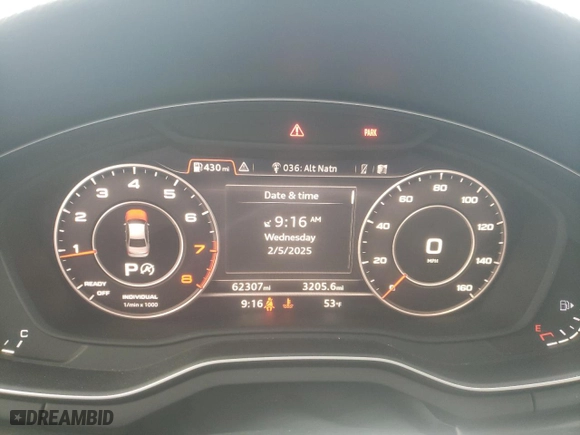 2018 Audi A4 Premium Plus with VIN WAUENAF4XJA053224, listed as a Copart auction lot 43617075 with 62,307 mi miles and Clean Title. Bid and sale history available at carsss.com. Image 9.