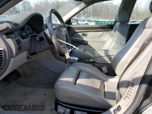2002 Audi S8 with VIN WAUGU44D32N004151, listed as a Copart auction lot 45453595 with 171,113 mi miles and Salvage Title. Bid and sale history available at DreamBid. Image 7.