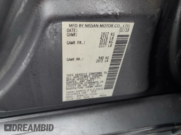2018 Nissan Altima SV with VIN 1N4AL3AP0JC212203, listed as a Copart auction lot 43699035 with 113,328 mi miles and Clean Title. Bid and sale history available at DreamBid. Image 14.