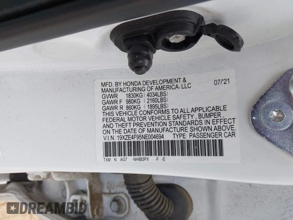 2022 Honda Insight Touring с VIN 19XZE4F95NE004694, выставлен на аукционе IAAI как лот 42253089 с пробегом 40 142 миль миль и . История ставок и продаж доступна на DreamBid. Изображение 9.