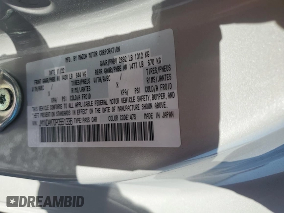 2023 Mazda MX-5 Miata Grand Touring z VIN JM1NDAM70P0551336, wystawiony jako Copart lot #54984385 z przebiegiem 10 948 mil mil oraz Szkoda całkowita • Salvage title. Historia ofert i sprzedaży dostępna na DreamBid. Obrazek 13.