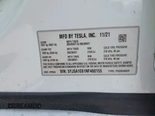 2022 Tesla Model S Plaid with VIN 5YJSA1E61NF460155, listed as a IAAI auction lot 42545167 with 51,711 mi miles and . Bid and sale history available at DreamBid. Image 9.