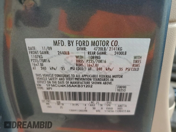 2010 Ford Escape Hybrid z VIN 1FMCU4K35AKB31202, wystawiony jako Copart lot #52922525 z przebiegiem 152 303 mil mil oraz Szkoda całkowita • Salvage title. Historia ofert i sprzedaży dostępna na DreamBid. Obrazek 15.