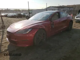 2023 Tesla Model S Plaid with VIN 5YJSA1E60PF528755, listed as a Copart auction lot 43385815 with 17,406 mi miles and Salvage title. Bid and sale history available at DreamBid. Image 1.