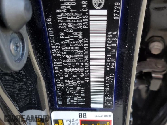 2021 Toyota Avalon Limited Hybrid z VIN 4T1DA1AB7MU001032, wystawiony jako Copart lot #48187545 z przebiegiem 73 676 mil mil oraz Szkoda całkowita • Salvage title. Historia ofert i sprzedaży dostępna na DreamBid. Obrazek 13.
