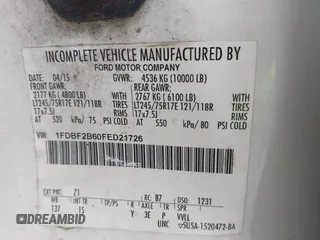 2015 Ford F-250 XL с VIN 1FDBF2B60FED21726, выставлен на аукционе IAAI как лот 42459683 с пробегом 355 935 миль миль и . История ставок и продаж доступна на DreamBid. Изображение 8.