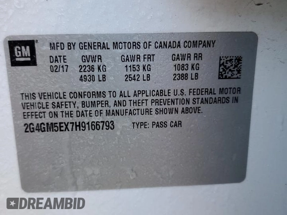 2017 Buick Regal with VIN 2G4GM5EX7H9166793, listed as a Copart auction lot 45308455 with 158,941 mi miles and Non Repairable. Bid and sale history available at carsss.com. Image 13.