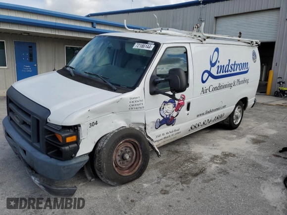 2014 Ford Econoline Cargo Commercial with VIN 1FTNE1EW5EDB05692, listed as a Copart auction lot 72186144 with 176,375 mi miles and Salvage title. Bid and sale history available at DreamBid. Image 1.