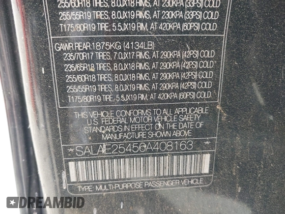 2006 Land Rover LR3 SE z VIN SALAE25456A408163, wystawiony jako IAAI lot #41900920 z przebiegiem 128 734 mil mil oraz . Historia ofert i sprzedaży dostępna na DreamBid. Obrazek 9.
