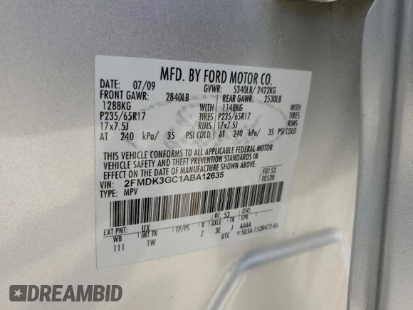 2010 Ford Edge SE with VIN 2FMDK3GC1ABA12635, listed as a Copart auction lot 50994005 with 174,083 mi miles and Salvage Title. Bid and sale history available at carsss.com. Image 16.