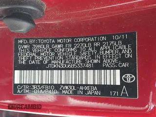 2011 Toyota Prius I with VIN JTDKN3DU6B5337481, listed as a IAAI auction lot 42143060 with 207,394 mi miles. Bid and sale history available at carsss.com. Image 9.