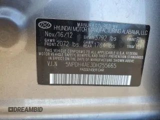 2013 Hyundai Elantra Limited with VIN 5NPDH4AE3DH255665, listed as a Copart auction lot 45544645 with 88,683 mi miles and Salvage Title. Bid and sale history available at DreamBid. Image 14.