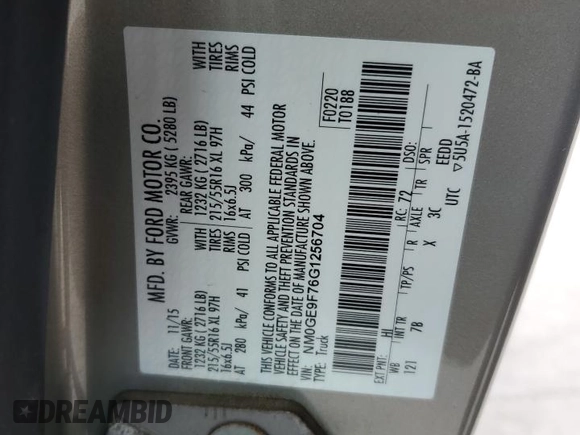 2016 Ford Transit Connect XLT с VIN NM0GE9F76G1256704, выставлен на аукционе Copart как лот 48463405 с пробегом 165 946 миль миль и Списание • Salvage title. История ставок и продаж доступна на DreamBid. Изображение 13.