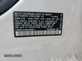 2013 Volkswagen Passat SE z VIN 1VWBH7A36DC086841, wystawiony jako Copart lot #60202355 z przebiegiem 147 359 mil mil oraz Szkoda całkowita • Salvage title. Historia ofert i sprzedaży dostępna na DreamBid. Obrazek 12.
