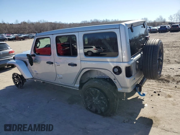 2024 Jeep Wrangler Sahara with VIN 1C4RJXP63RW195206, listed as a Copart auction lot 48784595 with 10,737 mi miles and Salvage Title. Bid and sale history available at DreamBid. Image 2.
