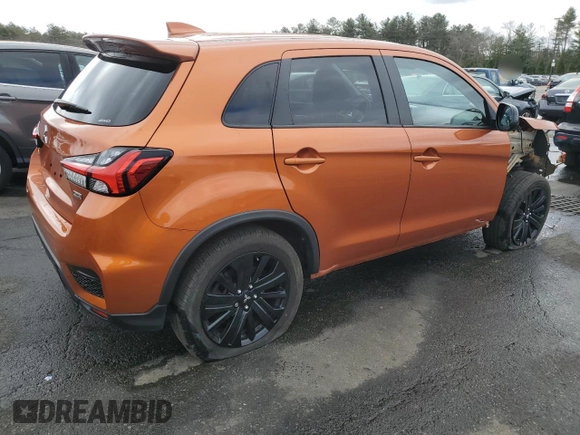 2022 Mitsubishi Outlander Sport ES with VIN JA4ARUAU8NU013690, listed as a Copart auction lot 49910125 with 67,531 mi miles and Salvage Title. Bid and sale history available at carsss.com. Image 3.