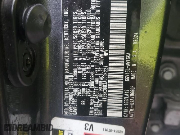 2010 Toyota Venza z VIN 4T3BK3BB3AU034224, wystawiony jako Copart lot #58123705 z przebiegiem 181 450 mil mil oraz Szkoda całkowita • Salvage title. Historia ofert i sprzedaży dostępna na DreamBid. Obrazek 13.