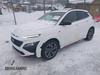 2023 Hyundai Kona N Line with VIN KM8K3CA30PU932711, listed as a IAAI auction lot 41296740 with 53,994 mi miles. Bid and sale history available at carsss.com. Image 17.