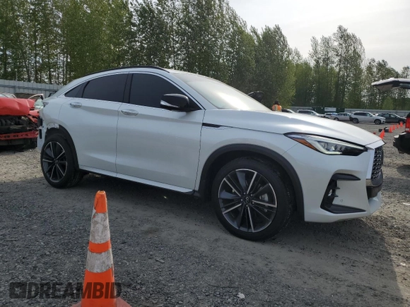 2025 Infiniti QX55 Essential with VIN 3PCAJ5KRXSF100301, listed as a Copart auction lot 54880725 with 1,425 mi miles and Salvage Title. Bid and sale history available at DreamBid. Image 4.