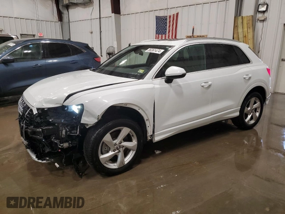 2019 Audi Q3 Premium with VIN WA1AECF38K1084682, listed as a Copart auction lot 86361474 with 48,416 mi miles and Salvage Title. Bid and sale history available at carsss.com. Image 1.