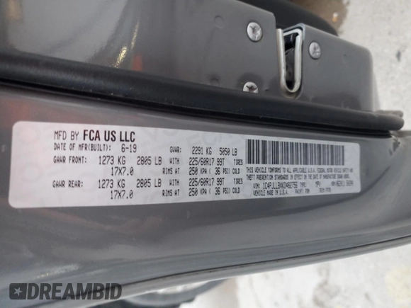 2019 Jeep Cherokee Latitude Plus z VIN 1C4PJLLBXKD482756, wystawiony jako Copart lot #61770445 z przebiegiem 79 048 mil mil oraz Szkoda całkowita • Salvage title. Historia ofert i sprzedaży dostępna na DreamBid. Obrazek 13.