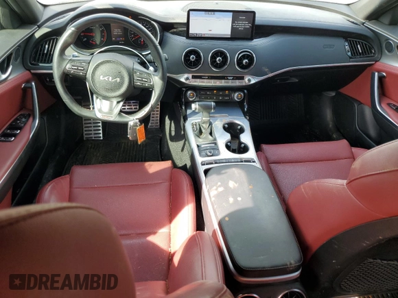 2022 Kia Stinger GT1 with VIN KNAE45LC8N6105917, listed as a Copart auction lot 49444555 with 26,089 mi miles and Salvage Title. Bid and sale history available at DreamBid. Image 8.