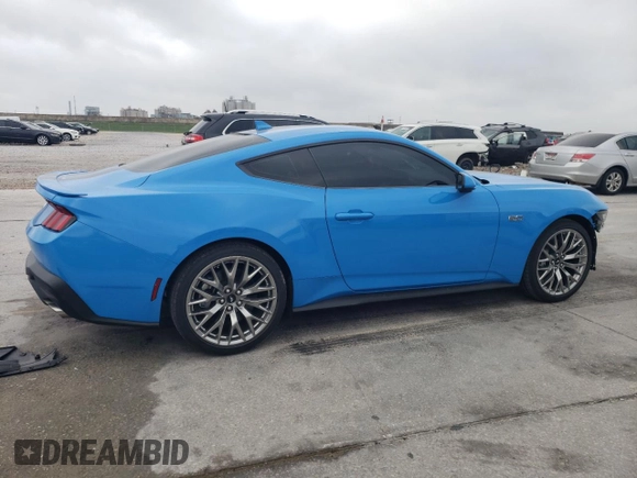 2024 Ford Mustang GT with VIN 1FA6P8CF7R5426438, listed as a Copart auction lot 51600235 with 3,821 mi miles and Salvage Title. Bid and sale history available at carsss.com. Image 3.