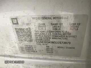 2018 Chevrolet Traverse LT Cloth z VIN 1GNERGKW3JJ173973, wystawiony jako IAAI lot #41860647 z przebiegiem 143 854 mil mil oraz . Historia ofert i sprzedaży dostępna na DreamBid. Obrazek 9.