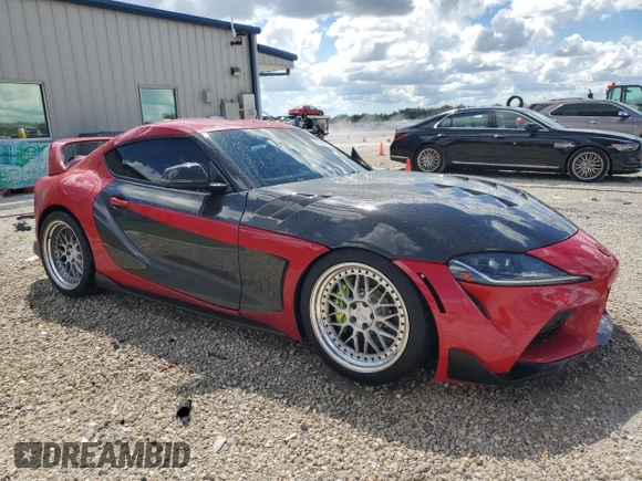 2021 Toyota GR Supra 3.0 with VIN WZ1DB0C0XMW042395, listed as a Copart auction lot 72258614 with 37,951 mi miles and Non Repairable. Bid and sale history available at carsss.com. Image 4.