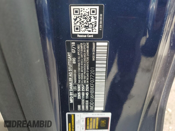 2019 Mercedes-Benz E 450 with VIN WDD1J6HB8KF077201, listed as a Copart auction lot 55440255 with Not Provided miles and Salvage Title. Bid and sale history available at DreamBid. Image 12.