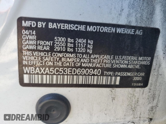 2014 BMW 5 Series 535d z VIN WBAXA5C53ED690940, wystawiony jako Copart lot #56227535 z przebiegiem 277 538 mil mil oraz Czysty tytuł • Clean title. Historia ofert i sprzedaży dostępna na DreamBid. Obrazek 12.