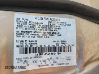 2005 Mercury Sable LS Premium with VIN 1MEFM59S25A604780, listed as a Copart auction lot 62909095 with 113,909 mi miles and Non repairable. Bid and sale history available at DreamBid. Image 13.