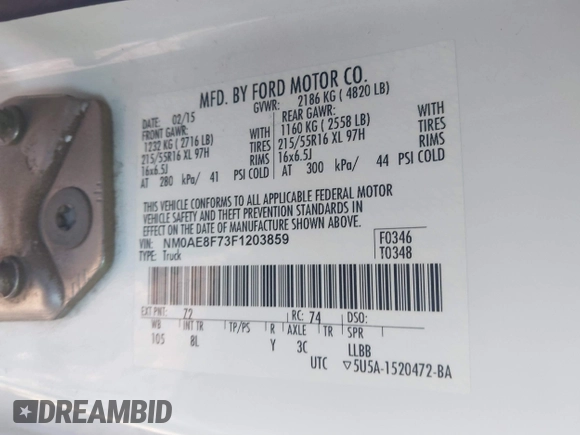 2015 Ford Transit Connect XLT с VIN NM0AE8F73F1203859, выставлен на аукционе IAAI как лот 41668451 с пробегом Не указан миль и . История ставок и продаж доступна на DreamBid. Изображение 9.