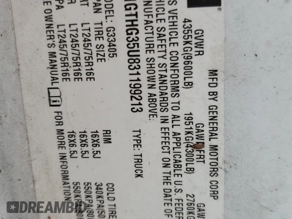 2003 GMC Savana Cargo z VIN 1GTHG35U831199213, wystawiony jako Copart lot #86549414 z przebiegiem Nie podano mil oraz Szkody całkowita. Historia ofert i sprzedaży dostępna na DreamBid. Obrazek 14.