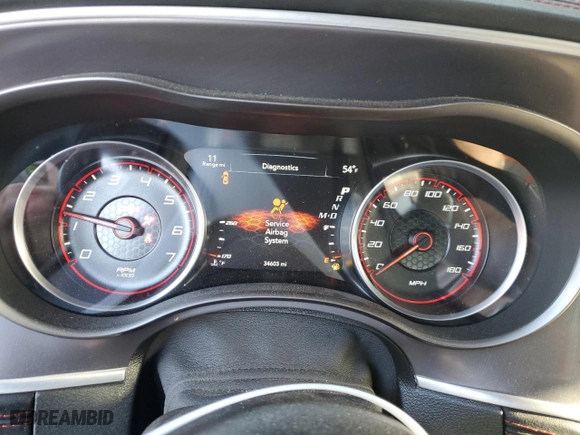 2021 Dodge Charger Scat Pack with VIN 2C3CDXGJ3MH619092, listed as a Copart auction lot 75908334 with 34,603 mi miles and Salvage Title. Bid and sale history available at carsss.com. Image 9.
