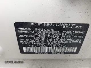 2020 Subaru Forester Premium with VIN JF2SKAJC2LH607154, listed as a IAAI auction lot 42451416 with 27,999 mi miles and . Bid and sale history available at DreamBid. Image 9.
