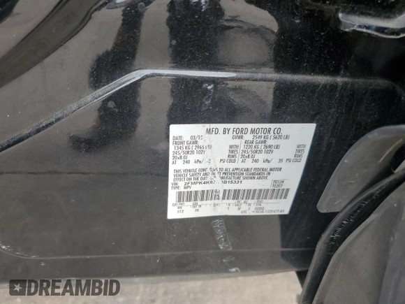 2015 Ford Edge Titanium with VIN 2FMPK4K87FBB15331, listed as a Copart auction lot 44186195 with 0 mi miles and Salvage Title. Bid and sale history available at carsss.com. Image 14.