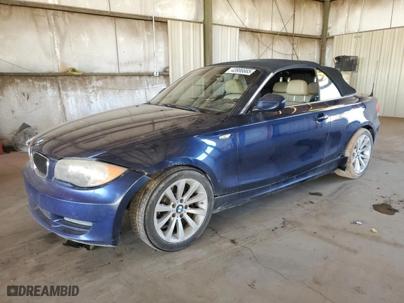 2011 BMW 1 Series 128i with VIN WBAUL7C53BVM81003, listed as a Copart auction lot 43986665 with 0 mi miles and Salvage Title. Bid and sale history available at carsss.com. Image 1.