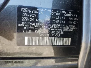 2025 Genesis G70 2.5T with VIN KMTG34SC8SU155736, listed as a Copart auction lot 54700385 with 4,991 mi miles and Clean Title. Bid and sale history available at DreamBid. Image 12.